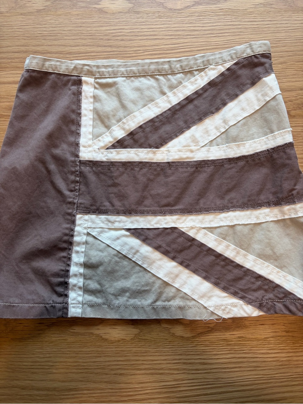 Vintage Boden Cream and Brown Colorblock Cotton Mini Skirt